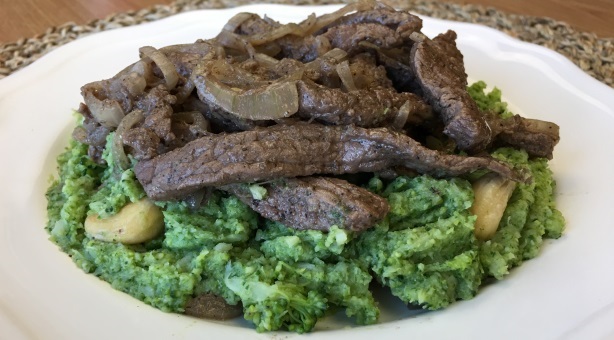 Broccoli Purée with Beef Saute