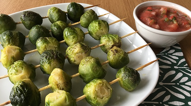 Grilled Brussels Sprouts with Salsa Sauce